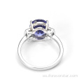 Tanzanite Anillo de Dedo Valor 925 Joyería de Plata